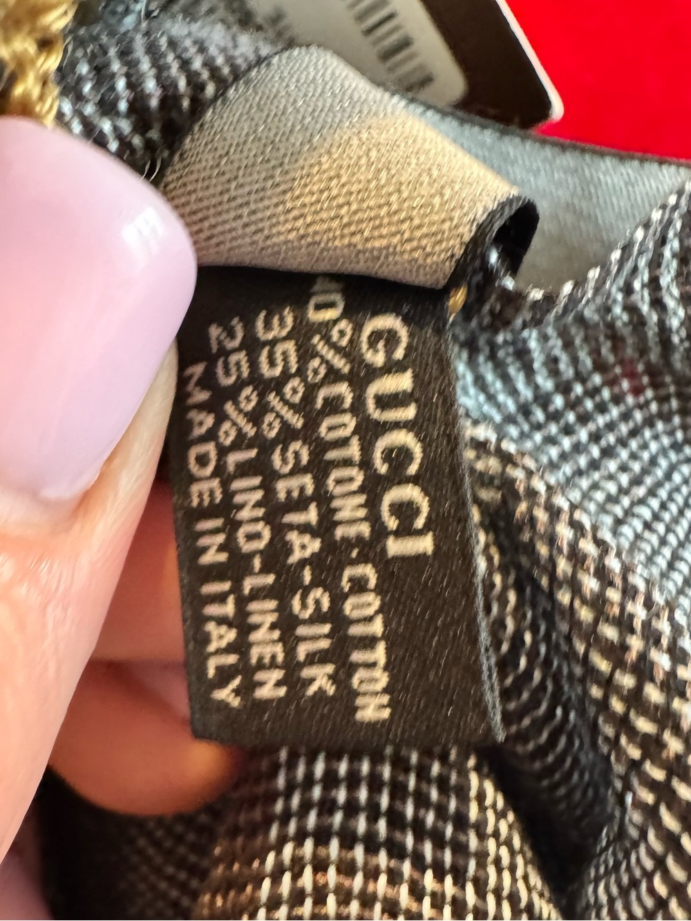 Gucci Men's Black & Charcoal Check Wool-Blend Scarf New (see comments) - Picture 5 of 8
